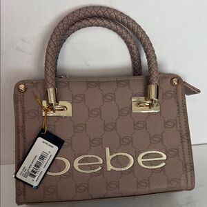 Bebe Beige Mini Bag with Gold Details